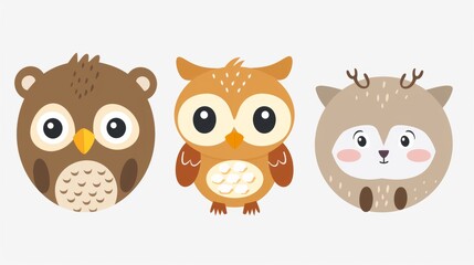 Fototapeta premium Owl. Flat vector illustration of cute animal. Baby nursery art.