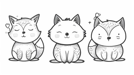 Obraz premium Fox. Line drawing of cute animal. Baby nursery art.