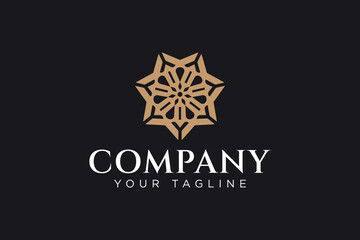 abstract flower with septagon shape logo design for decoration, fashion, boutique and jewelery