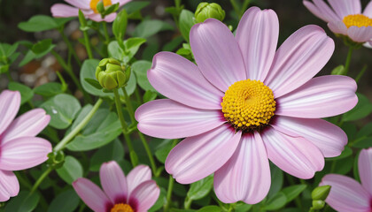 Obraz premium Enhance your garden with the stunning beauty of xeranthemum flowers and create a peaceful atmosphere with Generative AI technology