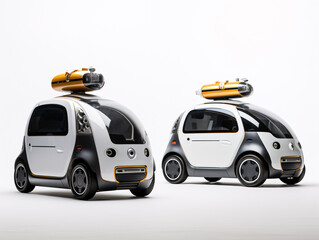 two small cars with a submarine on top