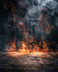 basketball fire and smoke digital photography backdrops overlay 8