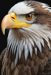 Predator bird perched on white backdrop in a realistic style