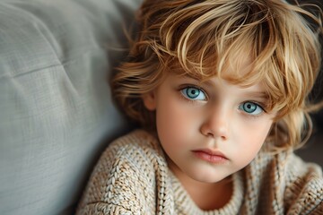 A Young Boy with Piercing Blue Eyes
