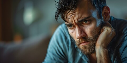 Fototapeta premium Portrait of a man with a beard looking away