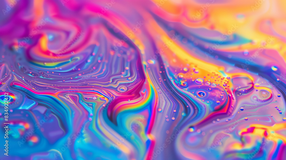 Poster a colorful swirl of liquid with a rainbow effect. the colors are vibrant and the pattern is flowing