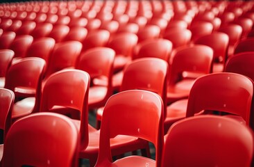 Obraz premium rows of brown chairs in a room