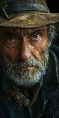 Obraz premium portrait of an old man with a hat