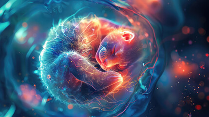 Illuminated Animal Embryos Stunning Glowing Effect Illustration