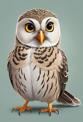 Fototapeta premium Feathered Fun: The Adorable Owl Cartoon Illustration