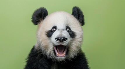 Obraz premium Portrait of a surprised panda over plain background
