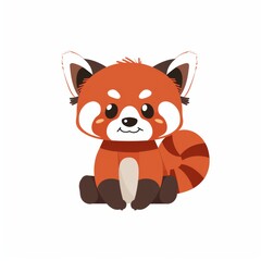 Cute cartoon character of red panda Ailurus