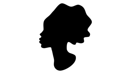 Beauty African Woman, black isolated silhouette