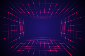 3D laser cube wireframe background. Cyberspace and virtual reality concept. © DELYRICA