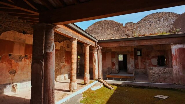 House of Julia Felix (Casa di Giulia Felice), a large Roman property, Pompeii, Naples, Campania, Italy, an ancient Roman city buried by Mount Vesuvius in 79 AD