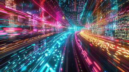 Futuristic Cityscape Illustration of Digital Infrastructure