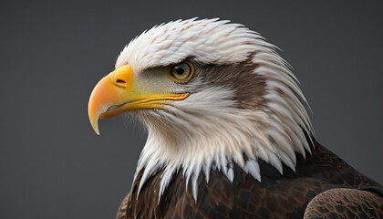 Obraz premium Majestic bird of prey: stunning closeup portrait of a bald eagle on a dark background