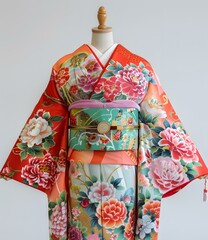 Naklejka premium A kimono with a floral pattern