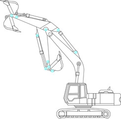 Sketch illustration vector drawing design detail vehicle transportation industry construction movement excavator car dredger