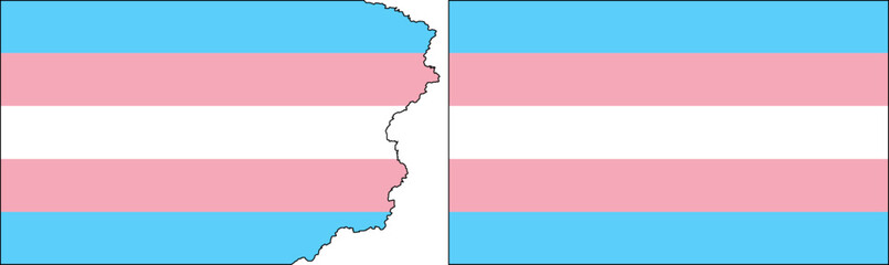 Transgender flags vector. Standard flag and with torn edges