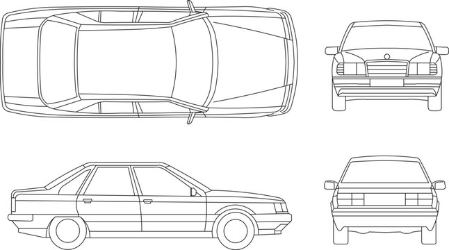 Vector illustration sketch design drawing of personal transportation vehicle, family car for out of town