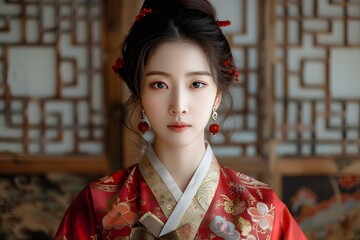 Korean Woman in Traditional Hanbok