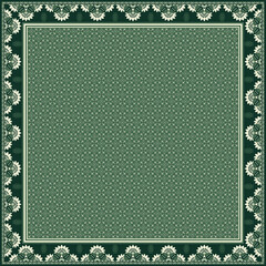 Fototapeta premium Hijab scarf flower abstract pattern.Ethnic geometric ornament with frame motif border hijab pattern.Design for fabric,print,scarves,shawl,kerchief,bandana,clothing,pareo,pillows,tablecloth,decoration.