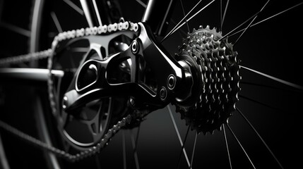 Fototapeta premium Explore the intricate details of bicycle gears and chains, showcasing mechanical efficiency in closeup for a captivating cycling concept.