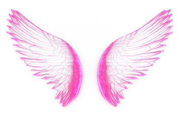 Obraz premium PNG Neon wings wireframe light purple night.