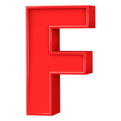 3D Font Red Letter F uppercase