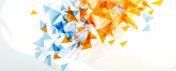 Simple Abstract Triangles in Orange and Blue on Plain Background - High-Quality business background