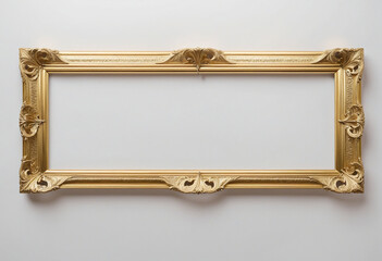 Golden-bordered vector frame with transparent rectangle design on white background for a modern and luxury picture decoration