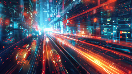 Futuristic Cityscape Illustration of Digital Infrastructure