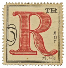 PNG Vintage alphabet R postage stamp.