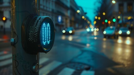 Close-up of a traffic light with a countdown timer, indicating the seconds remaining until the light changes, helping pedestrians gauge when to cross the street.