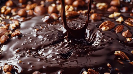 Fototapeta premium Tempting Melted Chocolate Symphony with Nuts