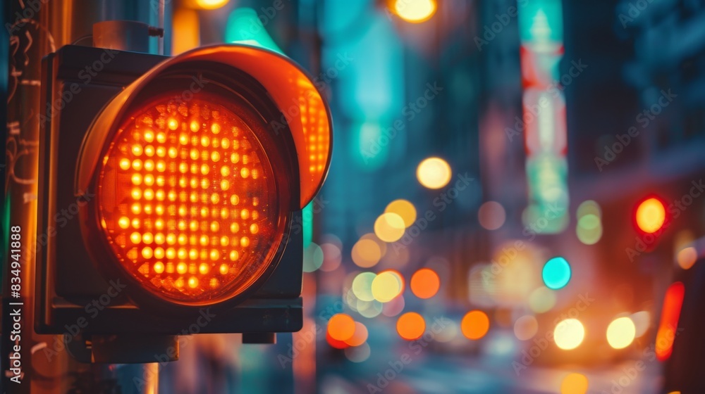 Aufkleber Close-up of a traffic light with a countdown timer, indicating the seconds remaining until the light changes, helping pedestrians gauge when to cross the street.