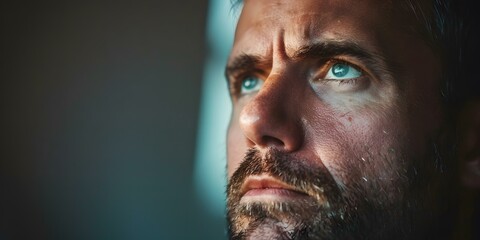 Obraz premium pensive man looking up