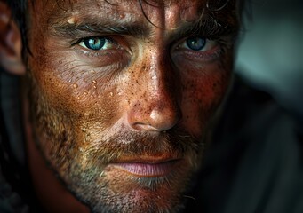 Portrait of a man with blue eyes