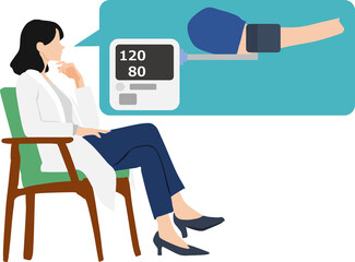 高血圧を注意しる医者(女医)のイラスト