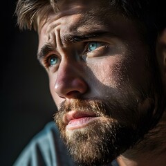 Obraz premium Portrait of a Bearded Man with Blue Eyes