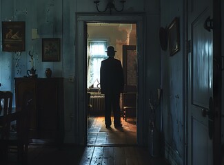 Man in a suit standing in a doorway