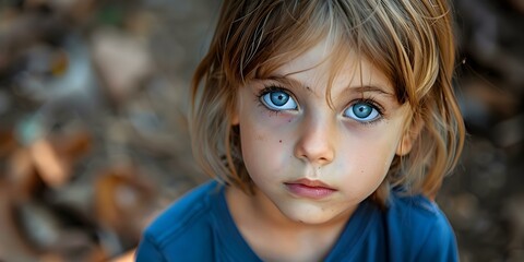Fototapeta premium Portrait of a young boy with blue eyes