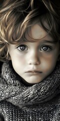 Obraz premium portrait of a cute caucasian boy with big green eyes