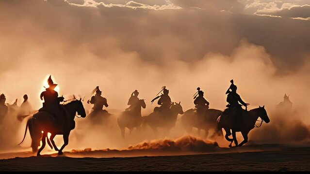 a group of troops on horseback covered in smoke