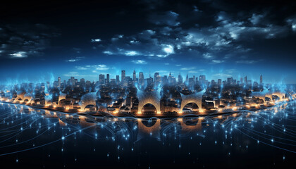 A Glowing Blue and White World Map, with Interconnected Lines Representing Data Flowing Across Continents