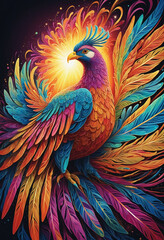 Obraz premium Colorful Phoenix Dreams: A Vibrant Flight of Fantasy