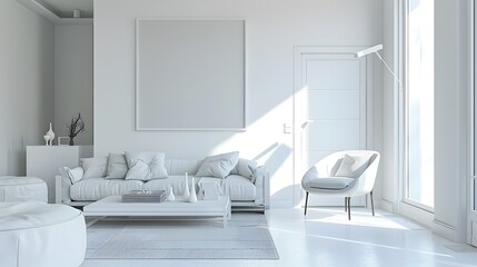 Bright and Airy Contemporary Living Room with Minimalist Furniture and Natural Lighting