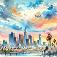 Fototapeta premium city skyline at sunset