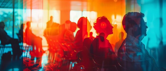 An occupational therapist leading a group therapy session for stroke survivors close up, group therapy theme, vibrant, double exposure, rehab center backdrop